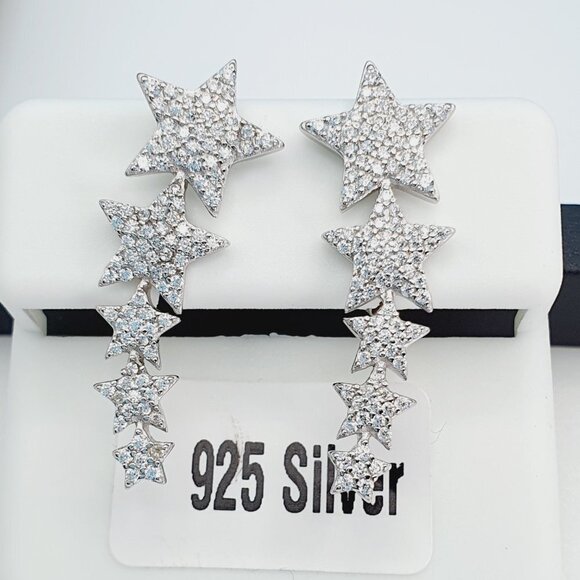 "925 Sterling Silver Cubic Zirconia Earrings, UU1P6A6113 - Picture 5 of 11